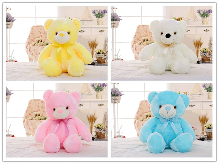 Creative Light Up LED Teddy Bear Stuffed Animals Plush Toy Colorfull Glowing Christmas Gift For Kids Pillow