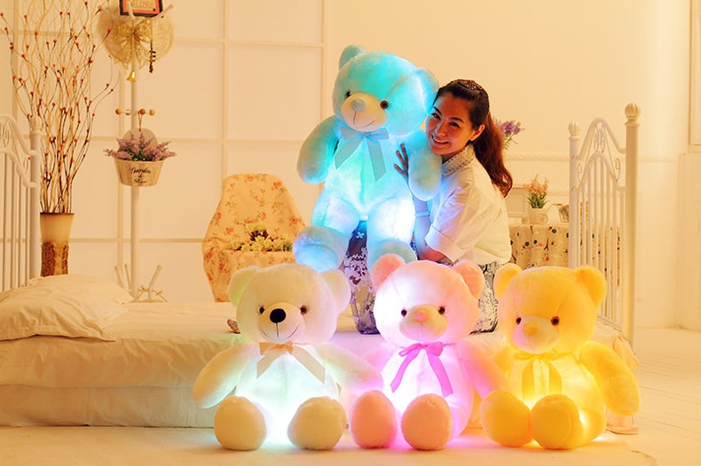 Creative Light Up LED Teddy Bear Stuffed Animals Plush Toy Colorfull Glowing Christmas Gift For Kids Pillow